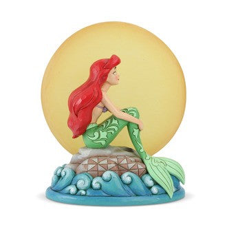 DISNEY TRADITIONS ARIEL SITTING ON ROCK IN MOONLIGHT LIGHT UP 18.5CM