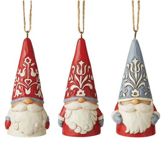 HEARTWOOD CREEK BY JIM SHORE HANGING ORNAMENTS SET OF THREE MINI GNOMES 7.6CM