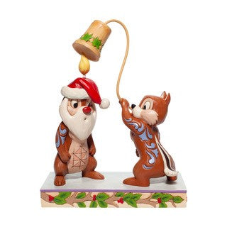 DISNEY TRADITIONS BY JIM SHORE CHRISTMAS CHIP 'N DALE WITH CANDLE SNUFFER FIGURINE 20CM