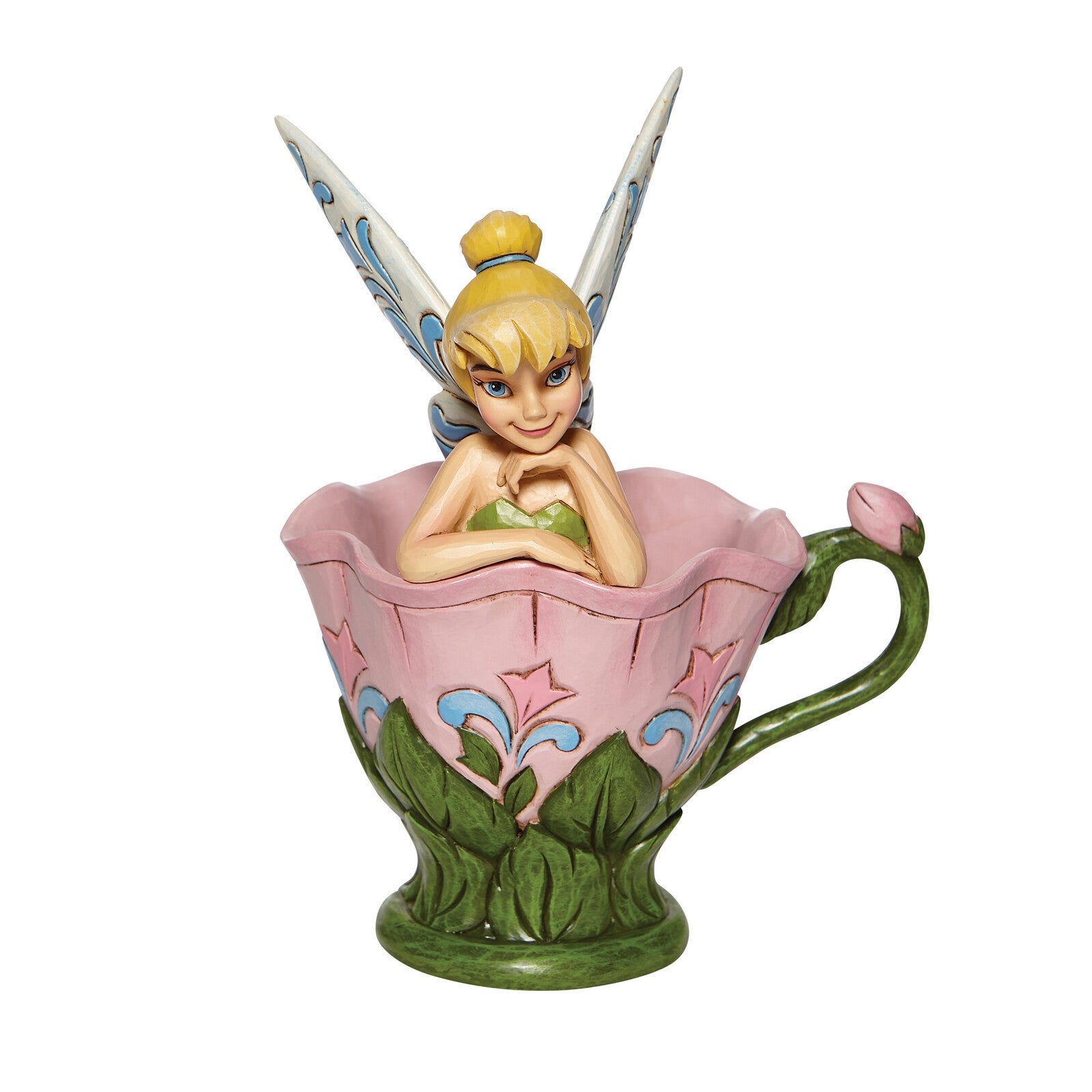 DISNEY TRADITIONS BY JIM SHORE TINKER BELL SITTING IN FLOWER CUP 15CM