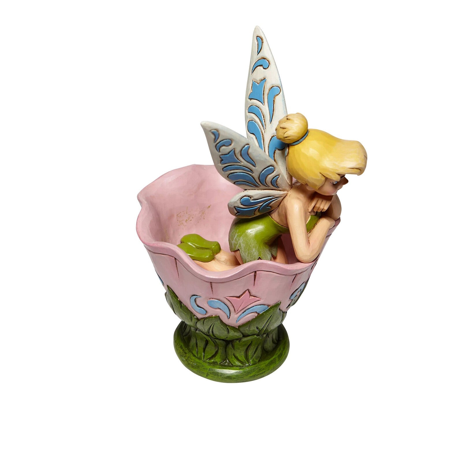 DISNEY TRADITIONS BY JIM SHORE TINKER BELL SITTING IN FLOWER CUP 15CM