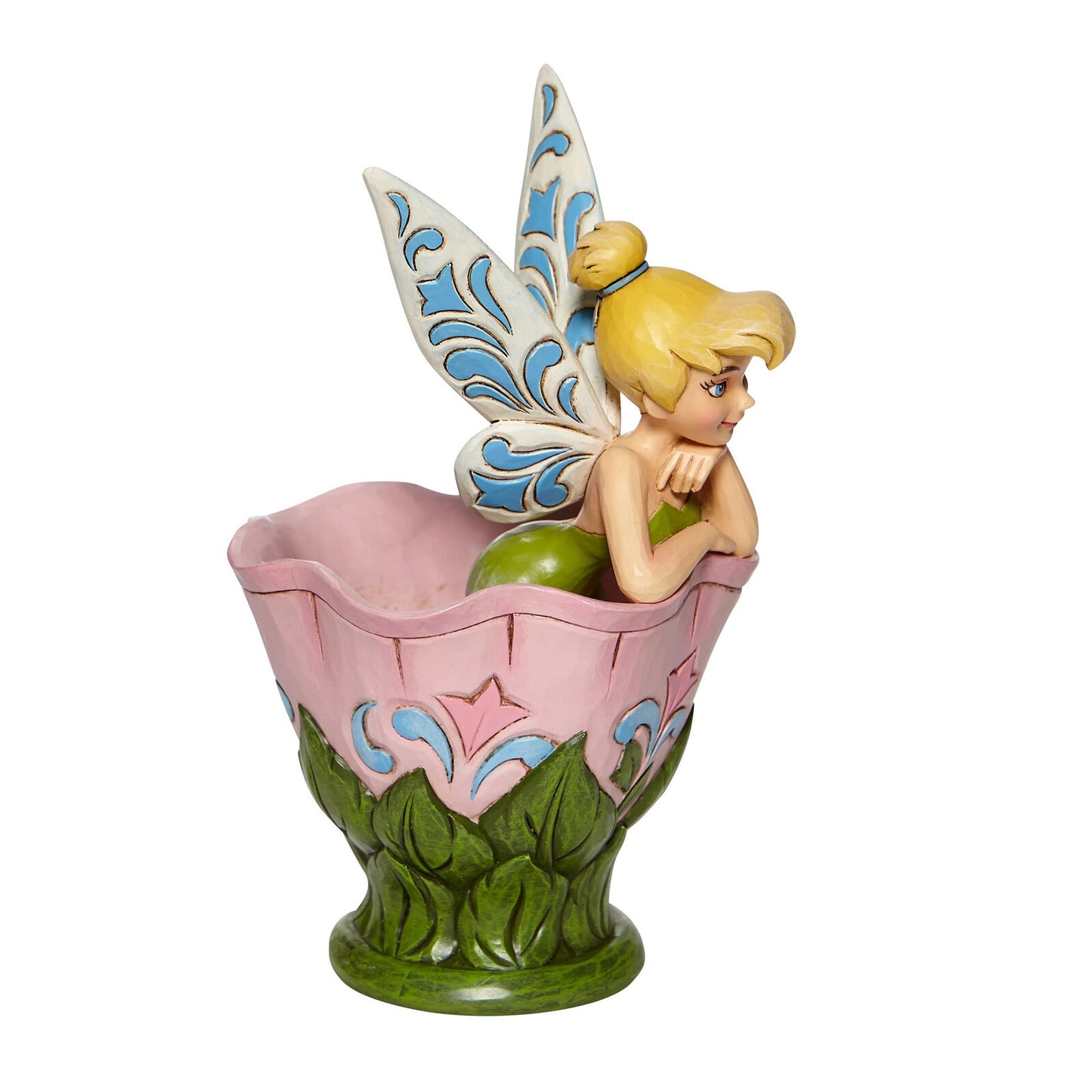 DISNEY TRADITIONS BY JIM SHORE TINKER BELL SITTING IN FLOWER CUP 15CM