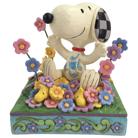 PEANUTS BY JIM SHORE SNOOPY IN FLOWERS "BOUNCING INTO SPRING" FIGURINE 12CM