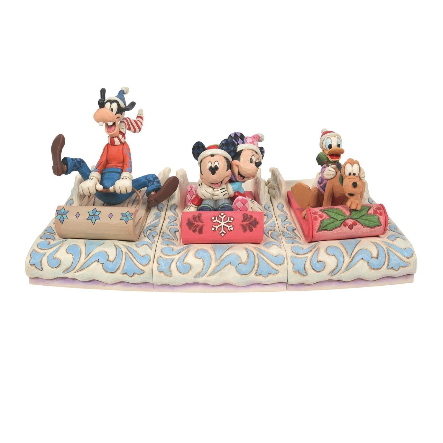 DISNEY TRADITIONS BY JIM SHORE CHRISTMAS DONALD & PLUTO SLEDDING 11.5CM