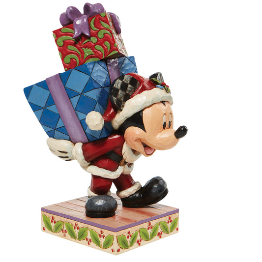 DISNEY TRADITIONS BY JIM SHORE CHRISTMAS MICKEY HOLDING PRESENTS 22.5CM