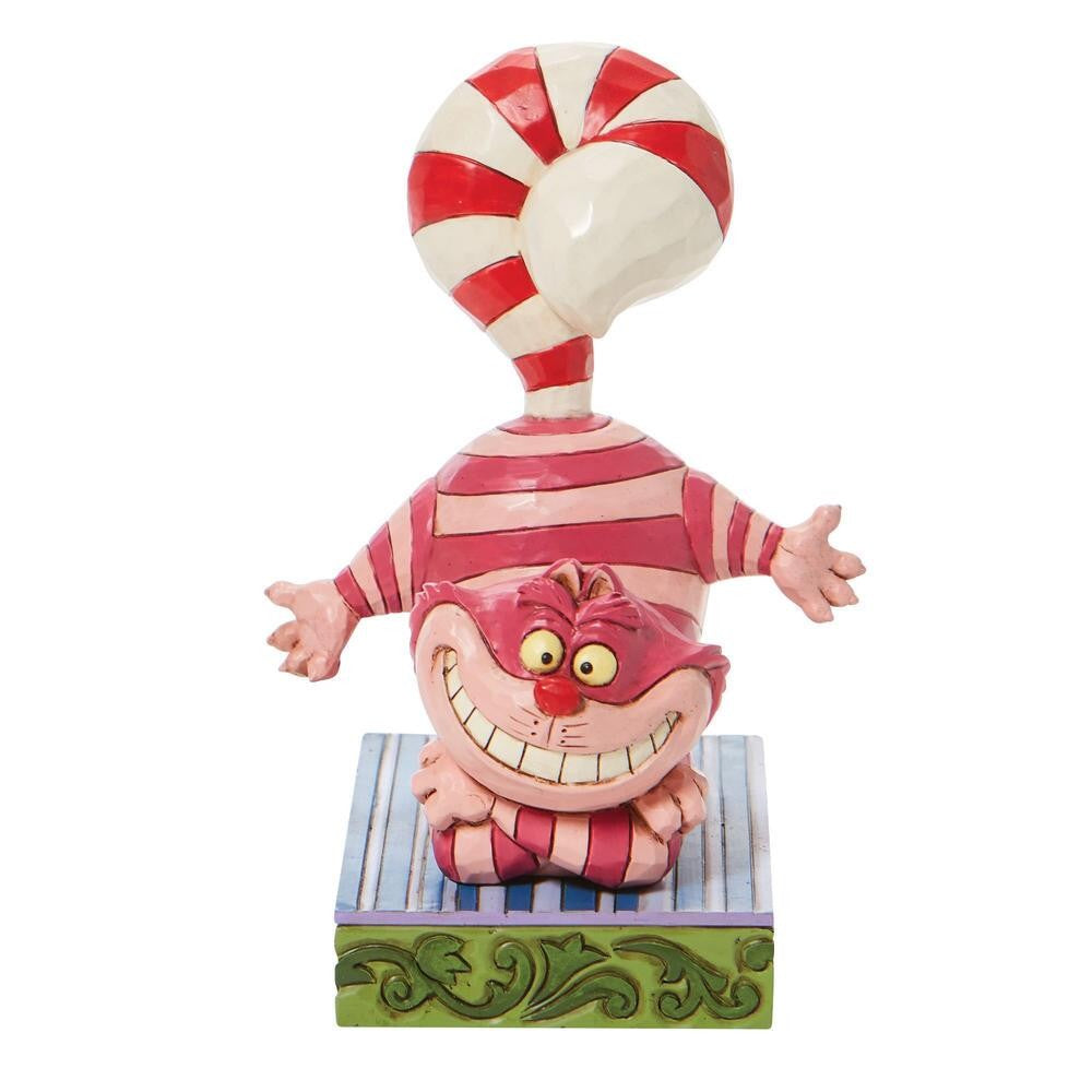 DISNEY TRADITIONS BY JIM SHORE CHRISTMAS CHESHIRE CAT WITH CANDY CANE TAIL 12CM