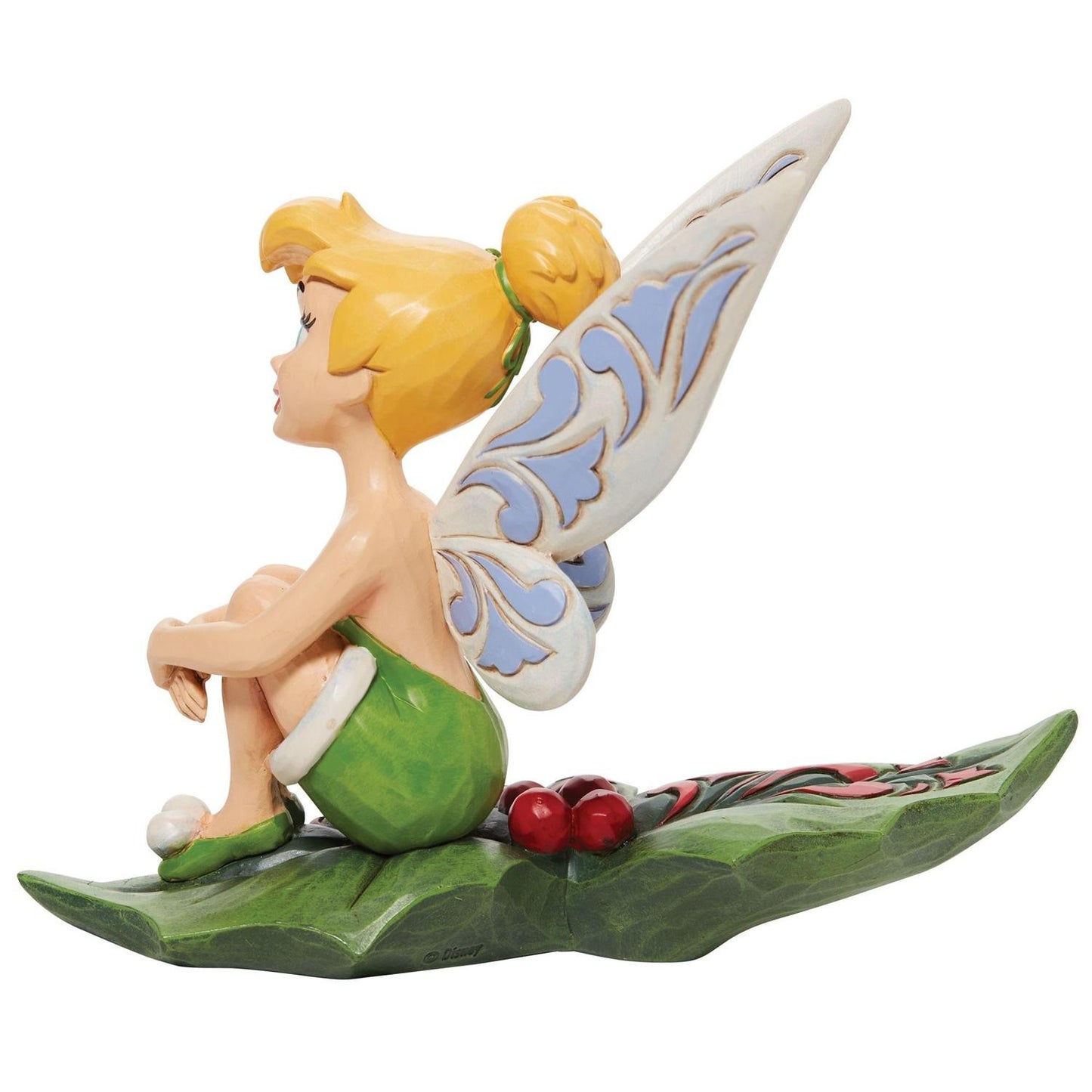 DISNEY TRADITIONS BY JIM SHORE CHRISTMAS TINKER BELL SITTING ON HOLLY 16CM