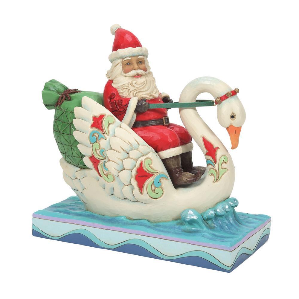 HEARTWOOD CREEK BY JIM SHORE CHRISTMAS SANTA RIDING SWAN 17.5CM