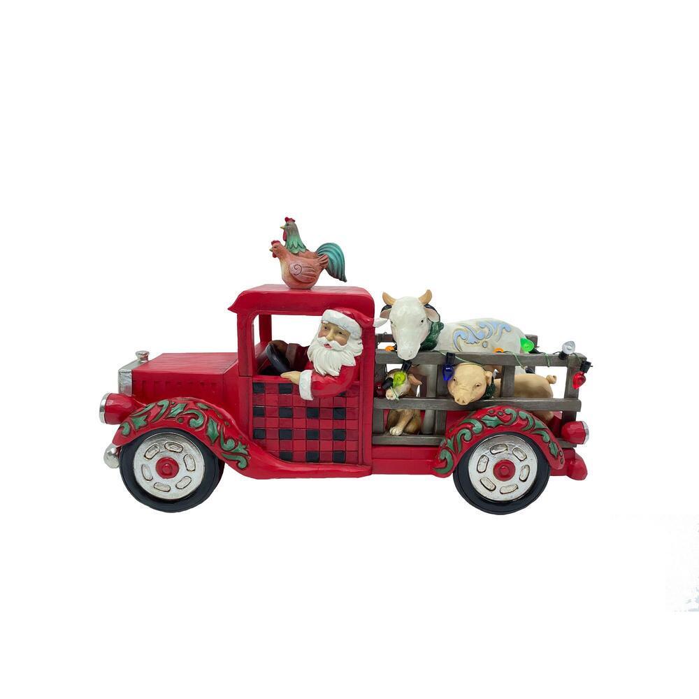 COUNTRY LIVING BY JIM SHORE CHRISTMAS SANTA DRIVING TRUCK 27CM