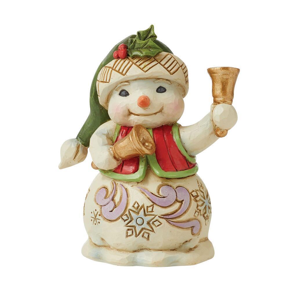 HEARTWOOD CREEK BY JIM SHORE CHRISTMAS MINI SNOWMAN WITH BELLS 9CM