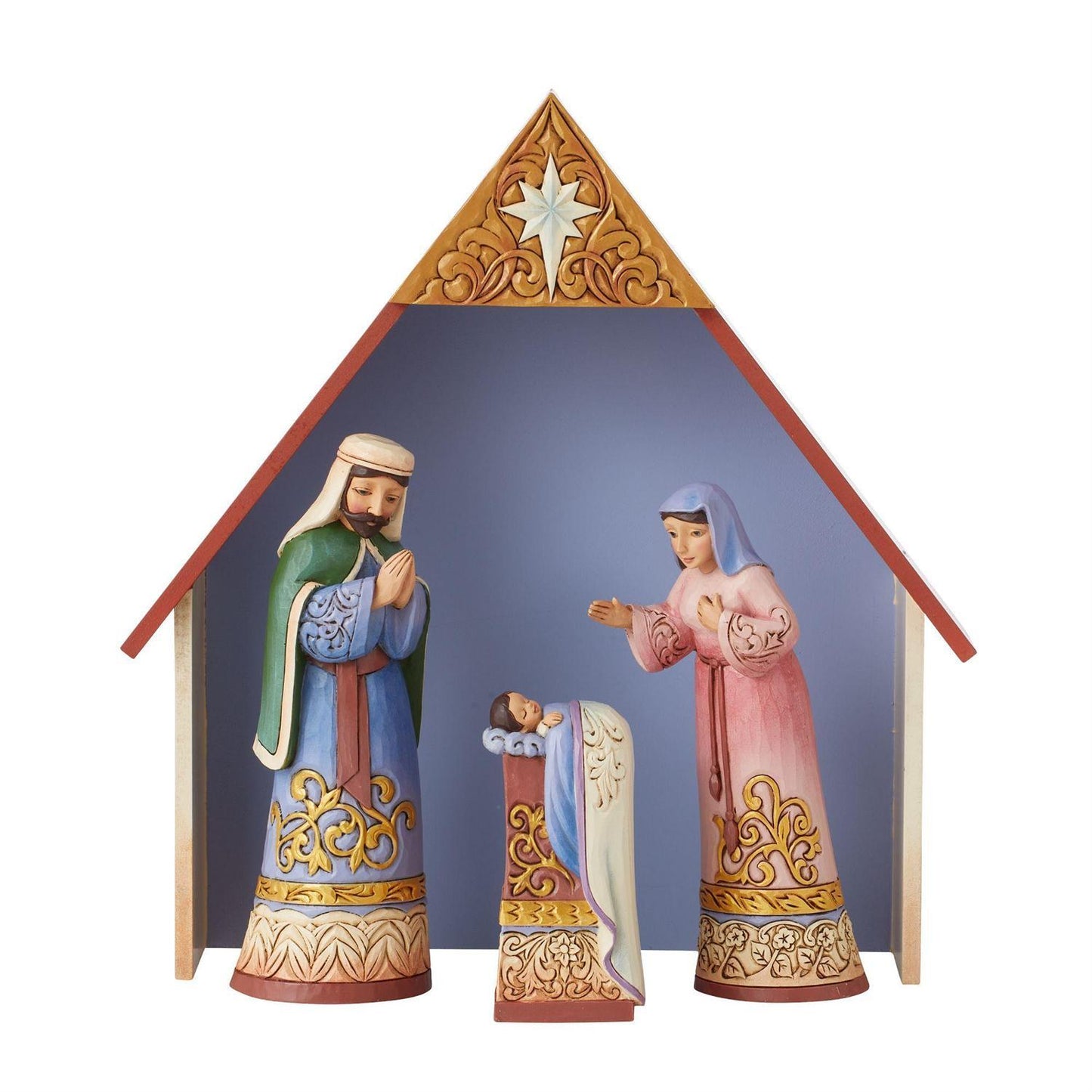 HEARTWOOD CREEK BY JIM SHORE CHRISTMAS NATIVITY SET OF FOUR WITH CRECHE