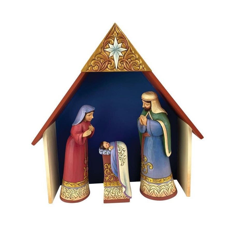 HEARTWOOD CREEK BY JIM SHORE CHRISTMAS NATIVITY SET OF FOUR WITH CRECHE