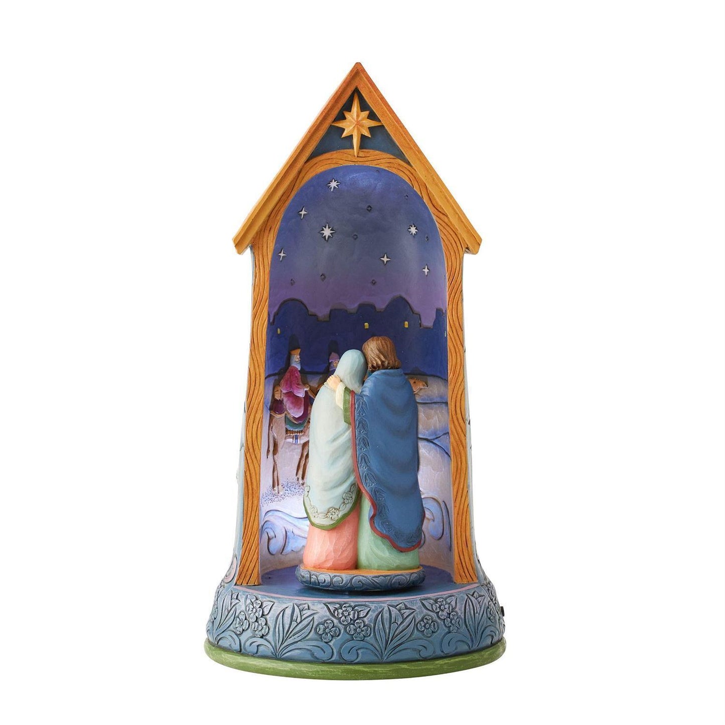 HEARTWOOD CREEK BY JIM SHORE CHRISTMAS ROTATING HOLY FAMILY IN STABLE LED