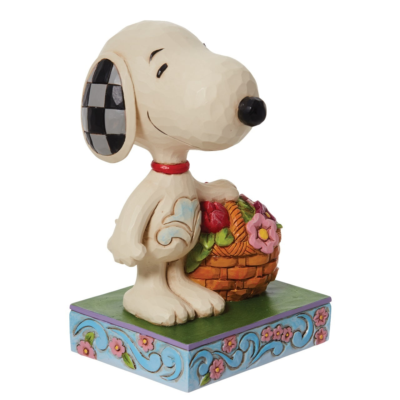 PEANUTS BY JIM SHORE SNOOPY WITH BASKET OF TULIPS