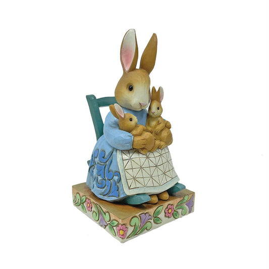 BEATRIX POTTER BY JIM SHORE MRS RABBIT IN ROCKING CHAIR WITH BUNNIES