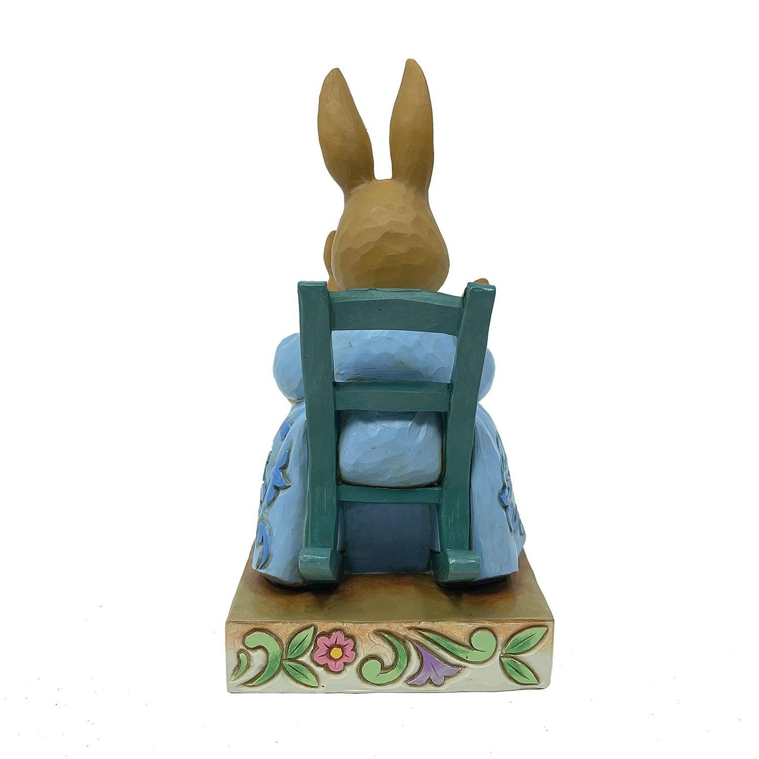 BEATRIX POTTER BY JIM SHORE MRS RABBIT IN ROCKING CHAIR WITH BUNNIES