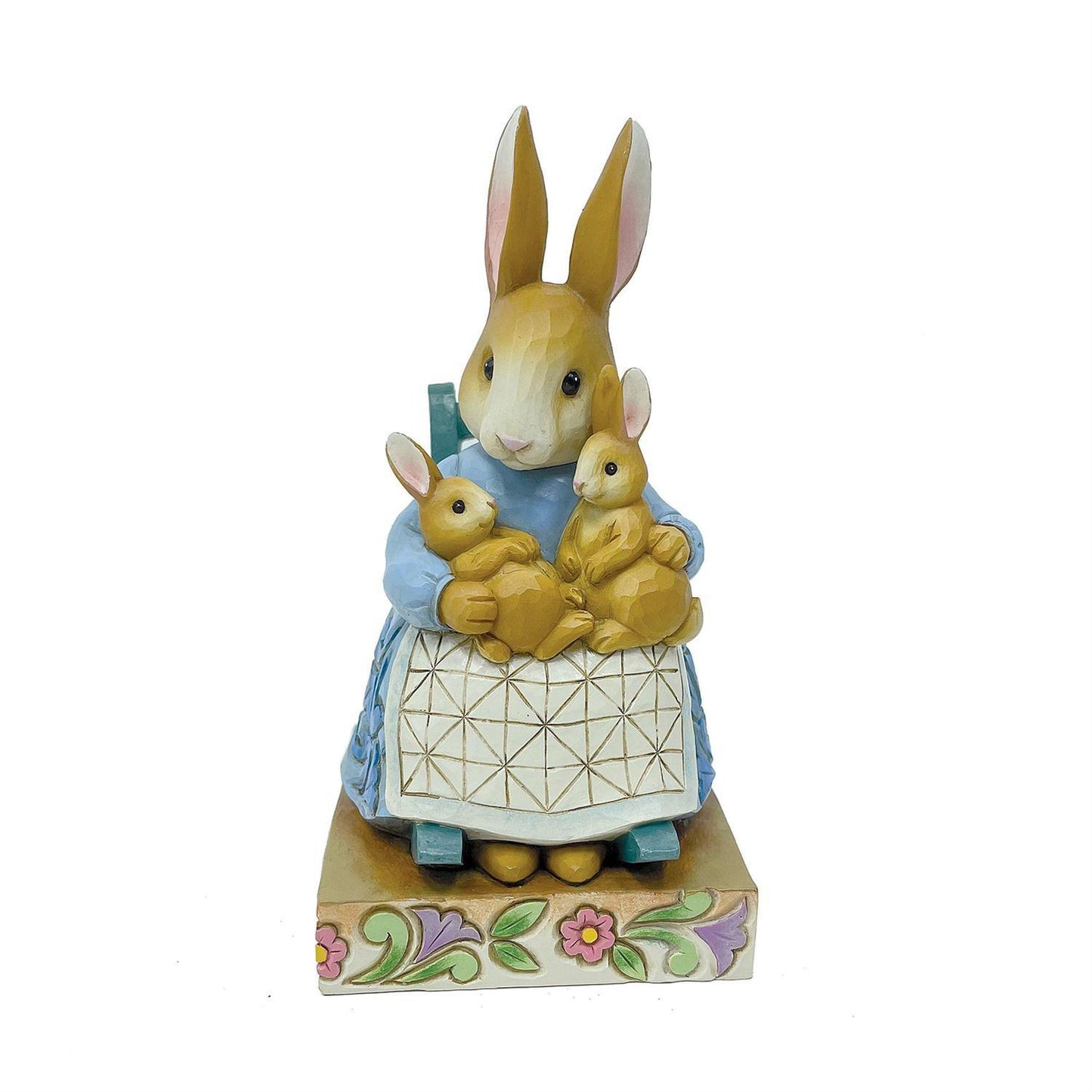 BEATRIX POTTER BY JIM SHORE MRS RABBIT IN ROCKING CHAIR WITH BUNNIES