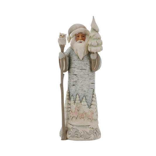 HEARTWOOD CREEK BY JIM SHORE CHRISTMAS WHITE WOODLAND BIRCH BARK SANTA 19.7CM