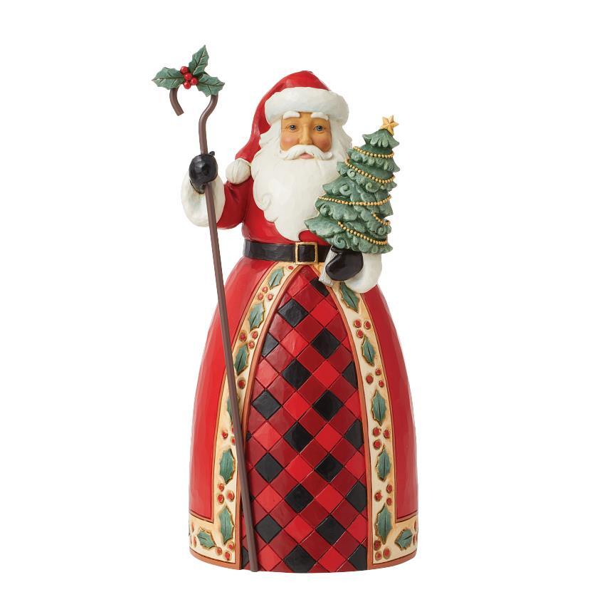 HEARTWOOD CREEK BY JIM SHORE CHRISTMAS HIGHLAND GLEN SANTA WITH TREE & CANE