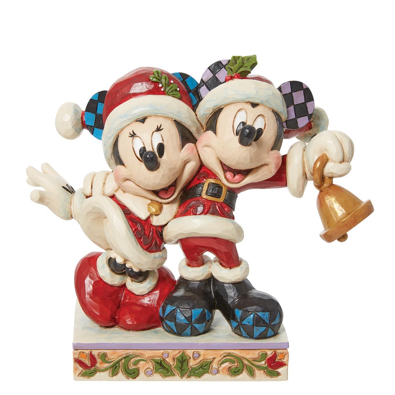 DISNEY TRADITIONS BY JIM SHORE CHRISTMAS MICKEY & MINNIE IN SANTA SUITS