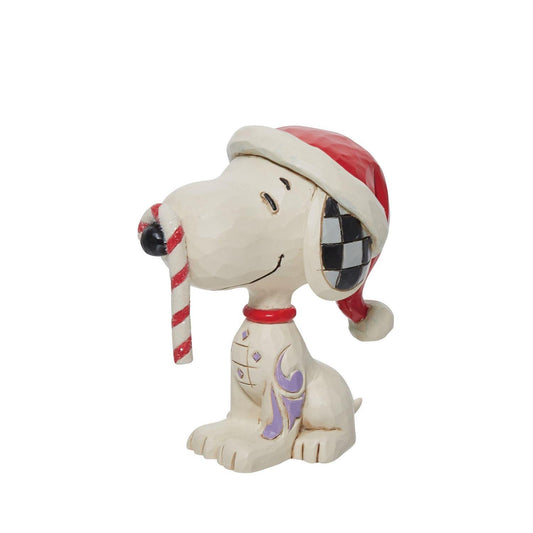 PEANUTS BY JIM SHORE CHRISTMAS MINI SNOOPY WITH CANDY CANE