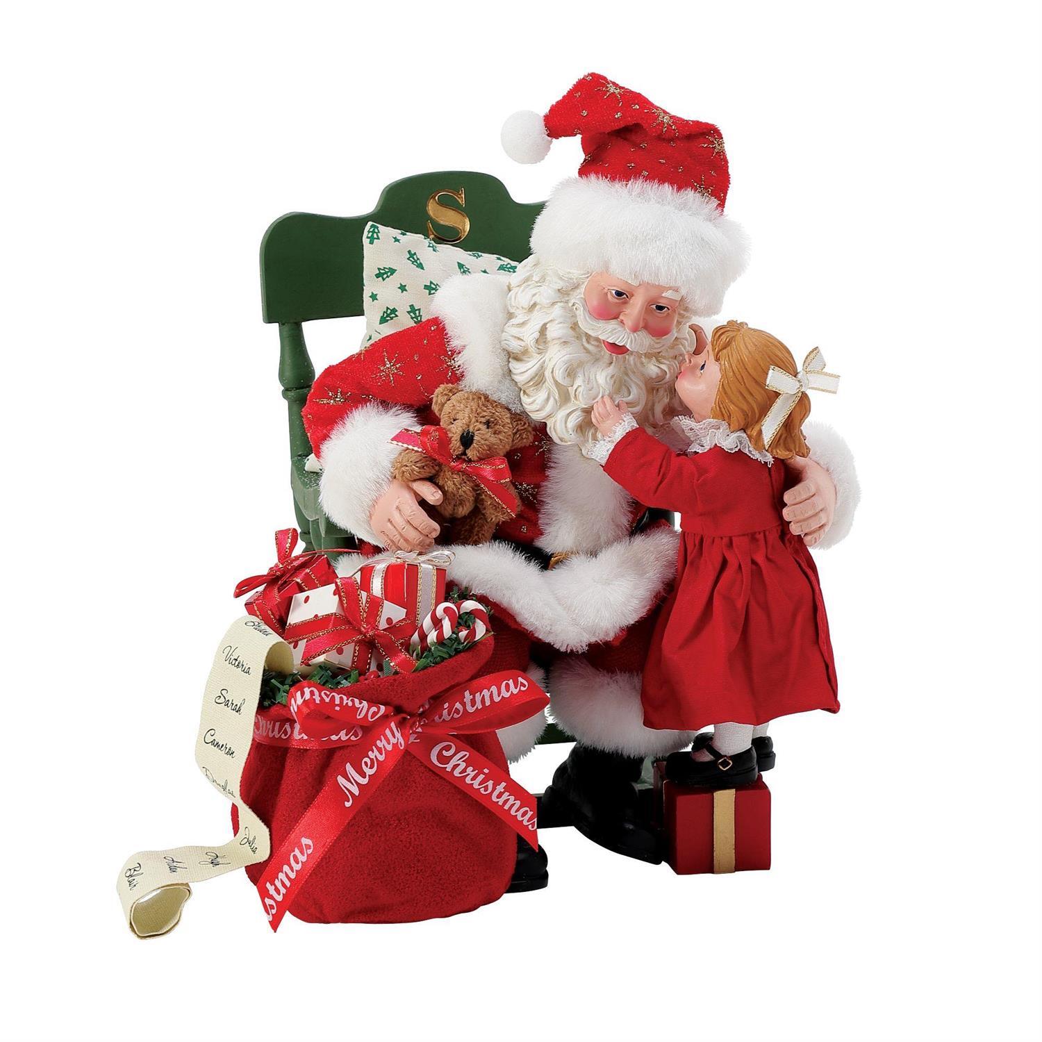 DEPARTMENT 56 POSSIBLE DREAMS CHRISTMAS SANTA ON ROCKING CHAIR WITH CHILD SHARING WISHES