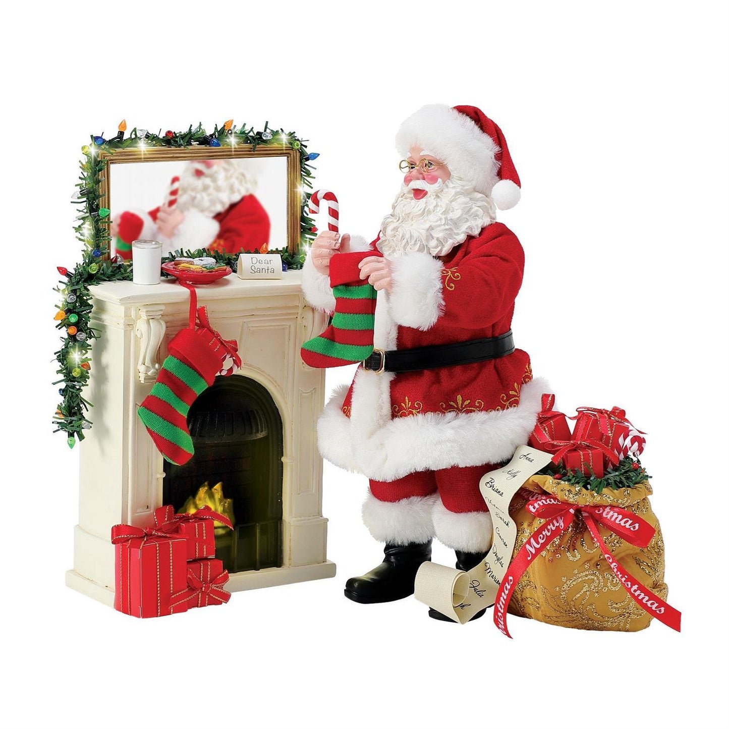 DEPARTMENT 56 POSSIBLE DREAMS CHRISTMAS SANTA AT FIREPLACE SET OF 2 VISIT FROM ST NICHOLAS