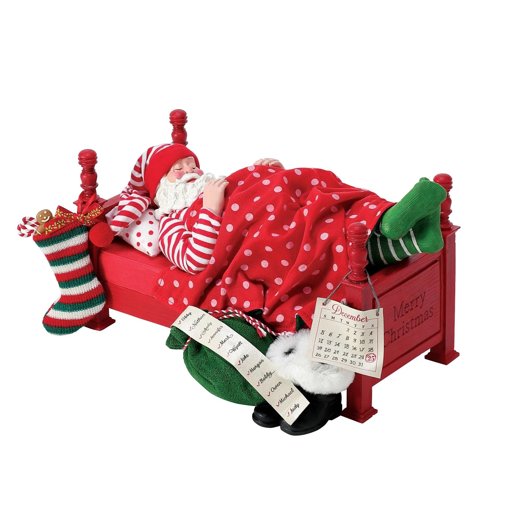 DEPARTMENT 56 POSSIBLE DREAMS SANTA SLEEPING IN BED WELL DESERVED 32CM