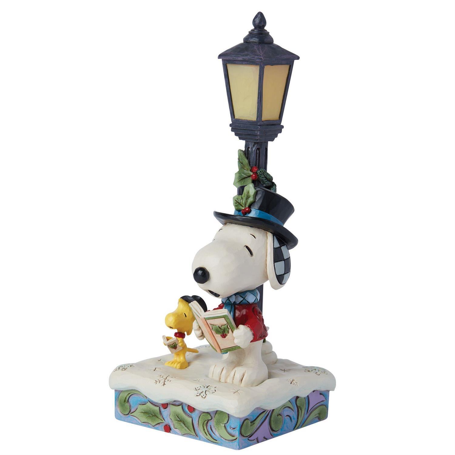 PEANUTS BY JIM SHORE CHRISTMAS SNOOPY & WOODSTOCK WITH LAMPOST LED