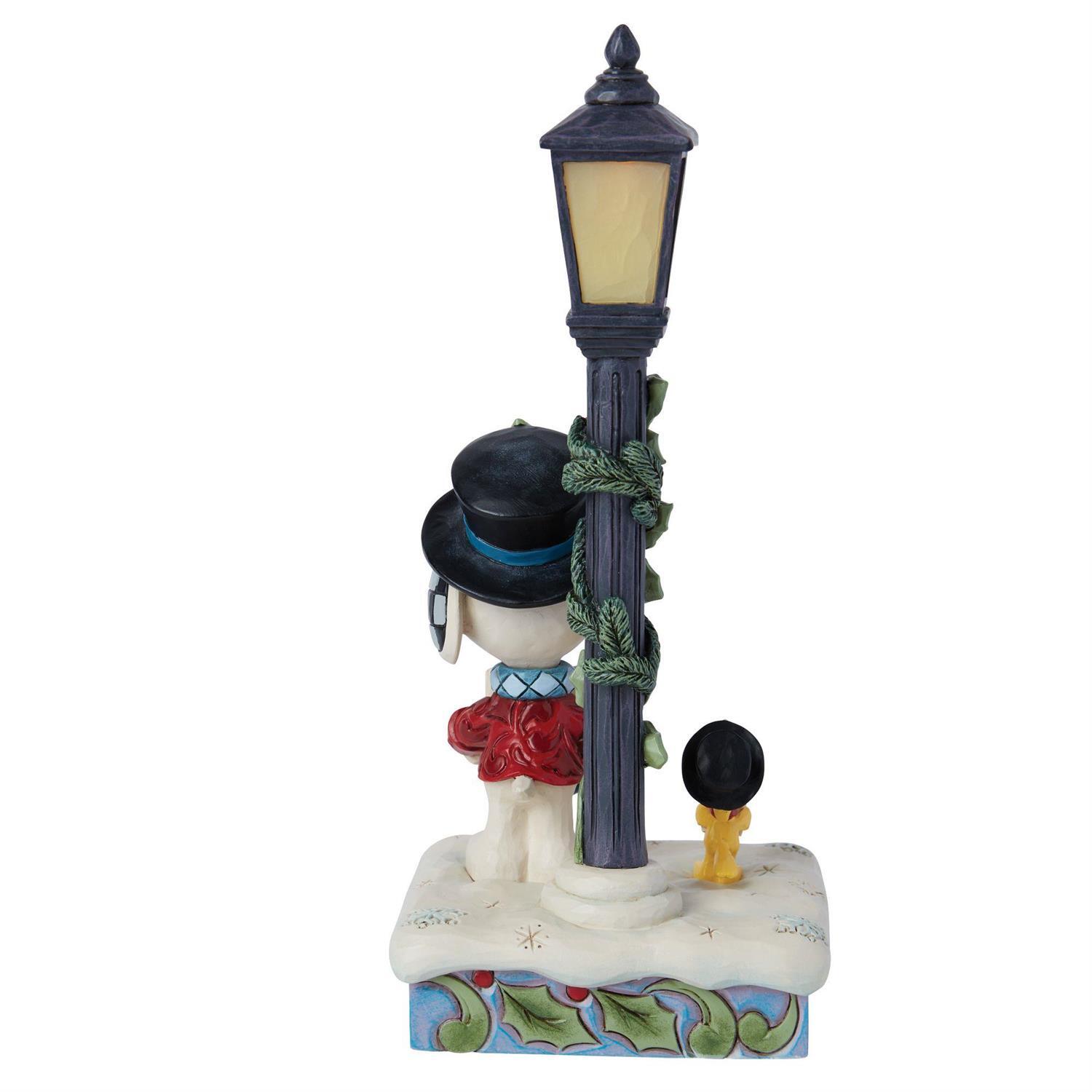 PEANUTS BY JIM SHORE CHRISTMAS SNOOPY & WOODSTOCK WITH LAMPOST LED