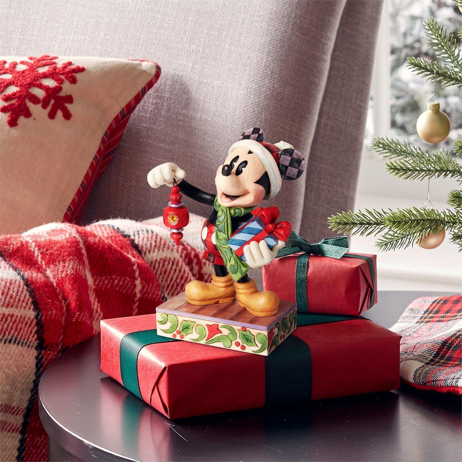 DISNEY TRADITIONS BY JIM SHORE CHRISTMAS MICKEY WITH PRESENT