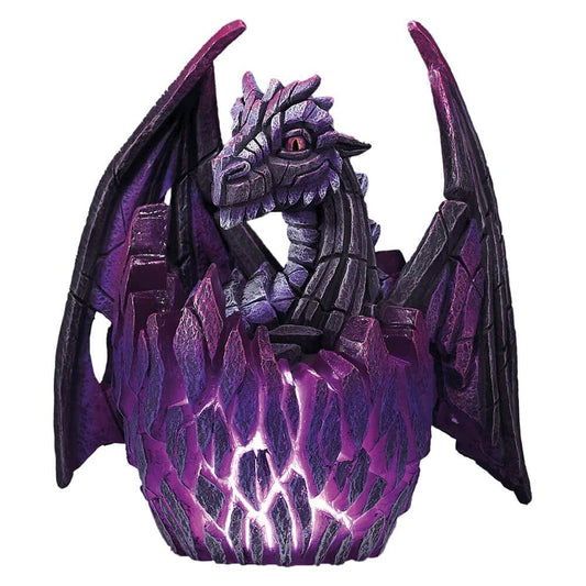 EDGE SCULPTURE MATT BUCKLEY DESIGNS LED LIT DRAGON EGG PURPLE & BLACK FIGURINE