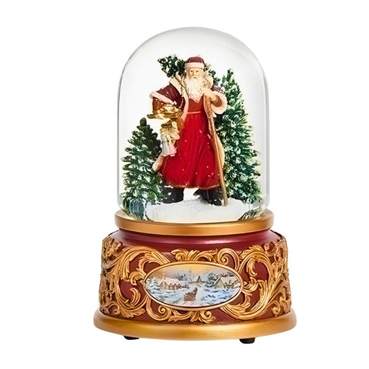 ROMAN SNOW GLOBE 100MM CHRISTMAS MUSICAL VICTORIAN SANTA WITH TREES