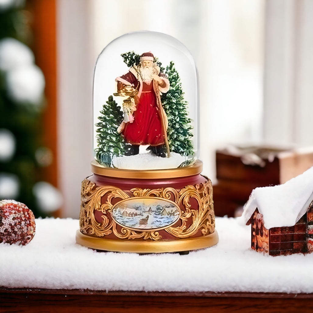 ROMAN SNOW GLOBE 100MM CHRISTMAS MUSICAL VICTORIAN SANTA WITH TREES