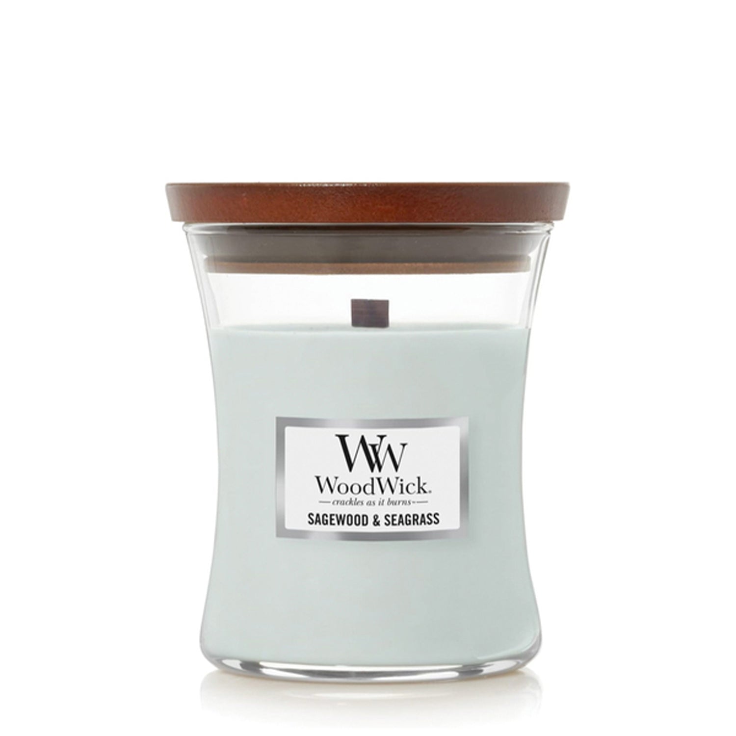 WOODWICK CANDLE MEDIUM SAGEWOOD & SEAGRASS