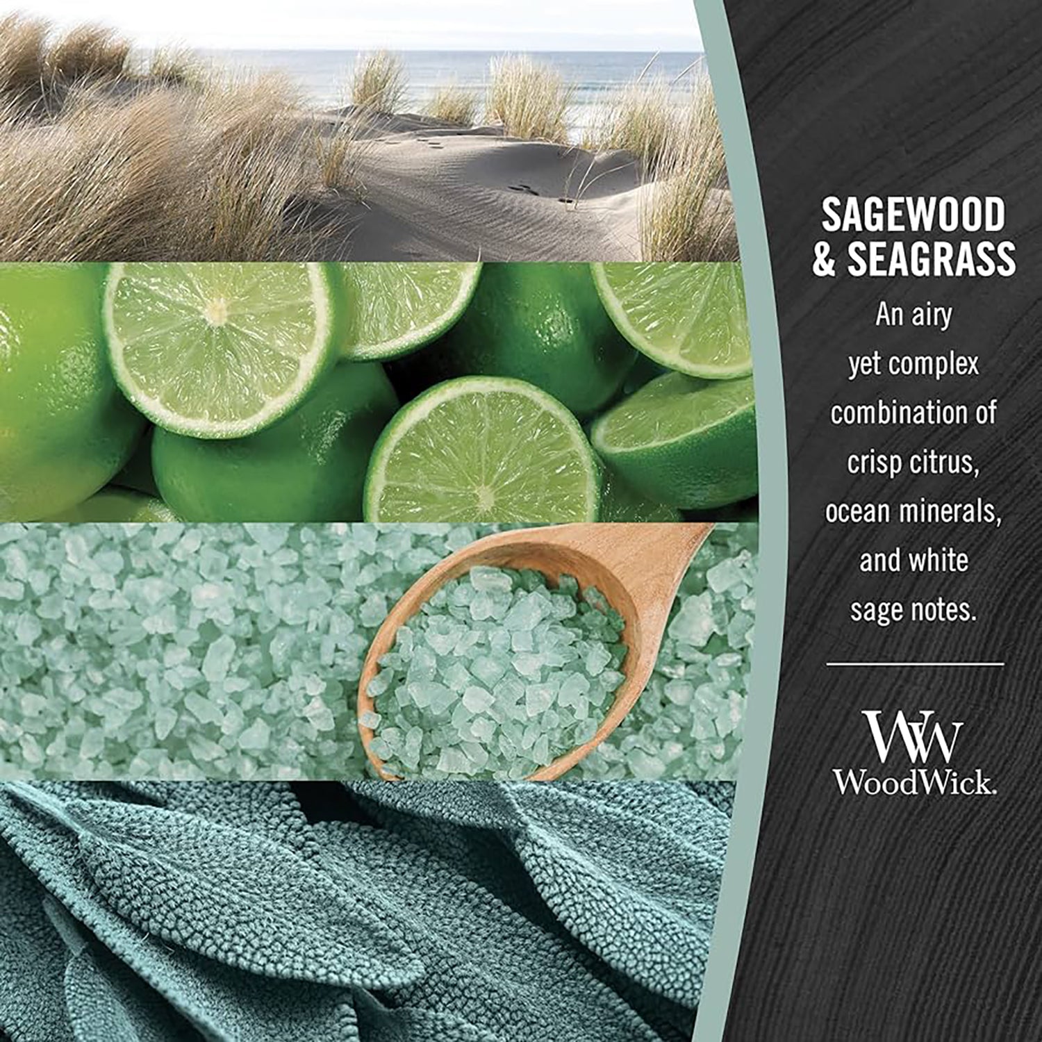 WOODWICK CANDLE MEDIUM SAGEWOOD & SEAGRASS