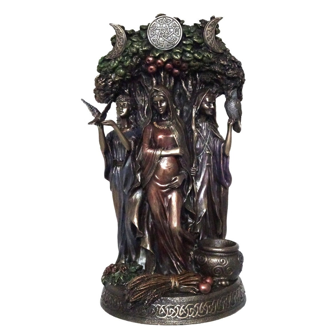 VERONESE DESIGNS BRONZE FIGURINE THE TRIPLE GODDESSES 26CM