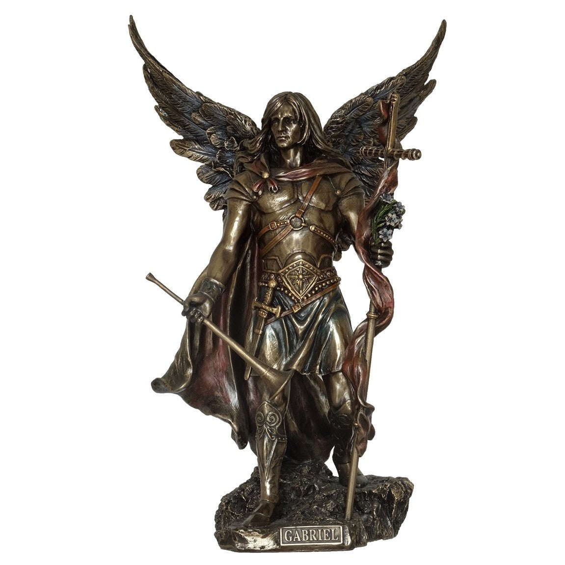 VERONESE DESIGNS BRONZE FIGURINE ARCHANGEL GABRIEL 36CM