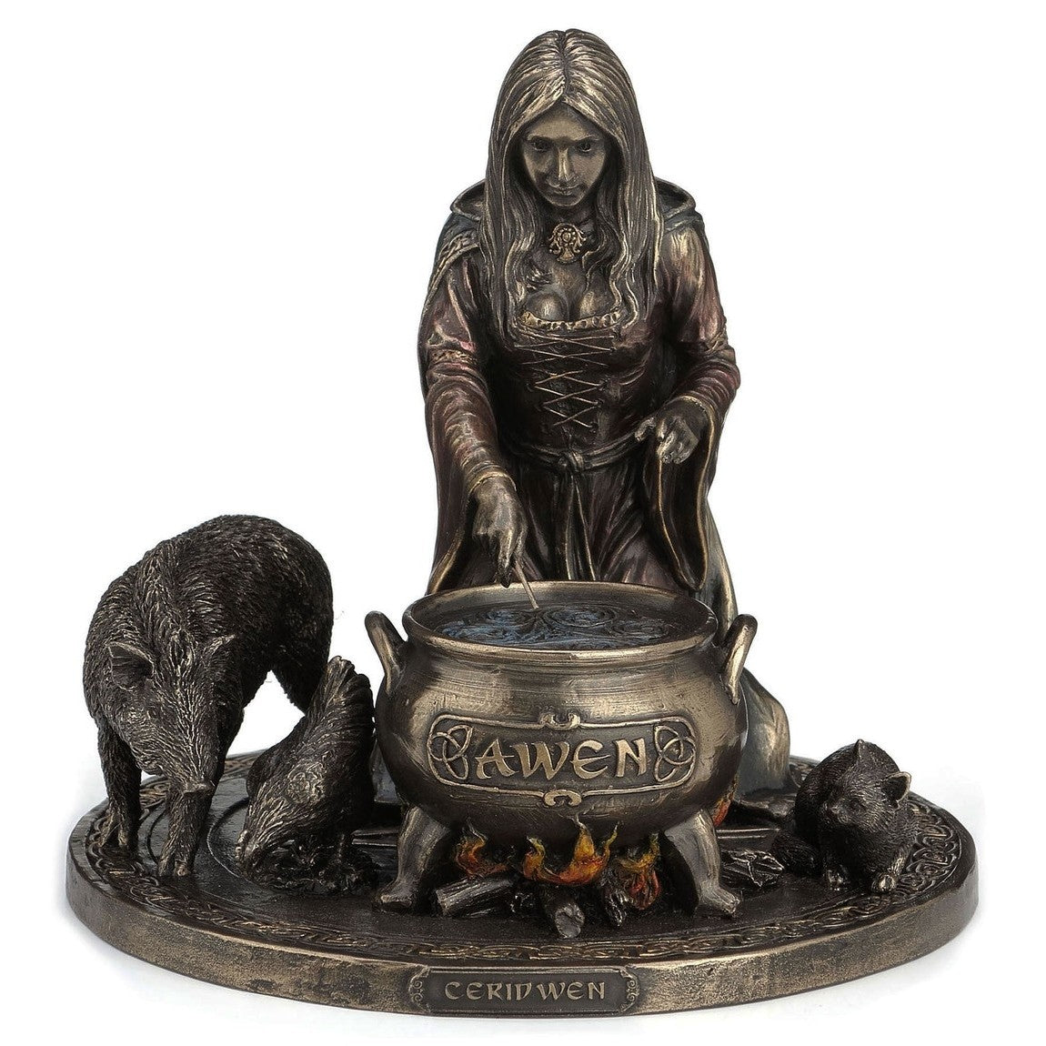 VERONESE DESIGNS BRONZE FIGURINE CERIDWEN WELSH GODDESS OF KNOWLEDGE AND LIGHT 16CM