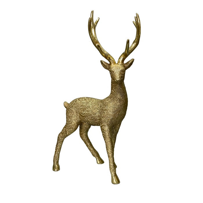 PURE CHRISTMAS RESIN SHINY GOLD DEER STANDING RIGHT 51CM