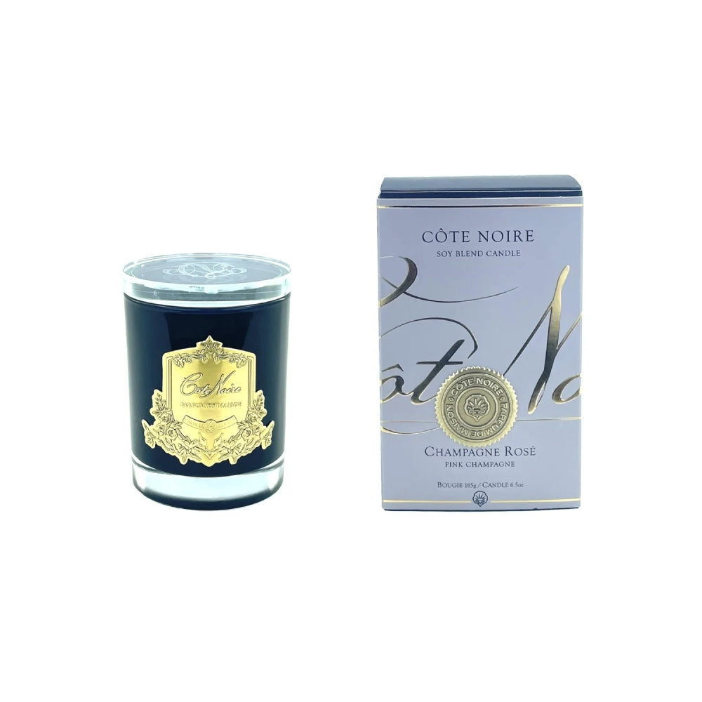 COTE NOIRE CANDLE MEDIUM 185G DARK GLASS PINK CHAMPAGNE