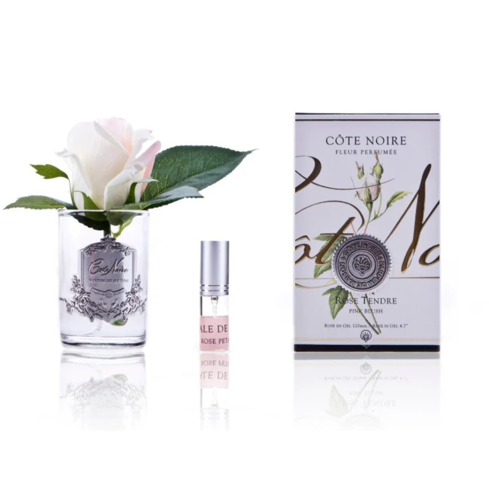 COTE NOIRE PERFUMED NATURAL TOUCH ROSE BUD CLEAR GLASS IN PINK BLUSH