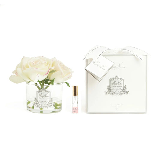 COTE NOIRE PERFUMED NATURAL TOUCH FIVE ROSES CLEAR GLASS IN PINK BLUSH