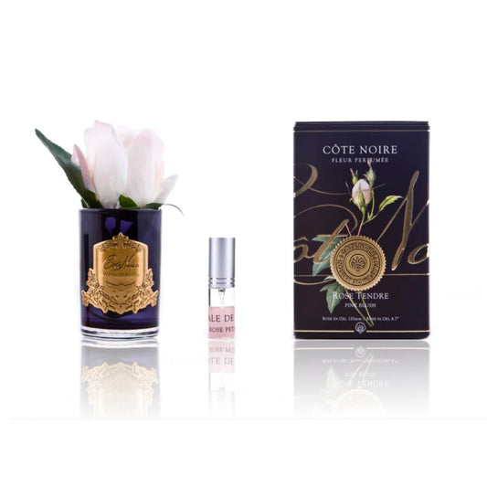 COTE NOIRE PERFUMED NATURAL TOUCH ROSE BUD BLACK GLASS IN PINK BLUSH