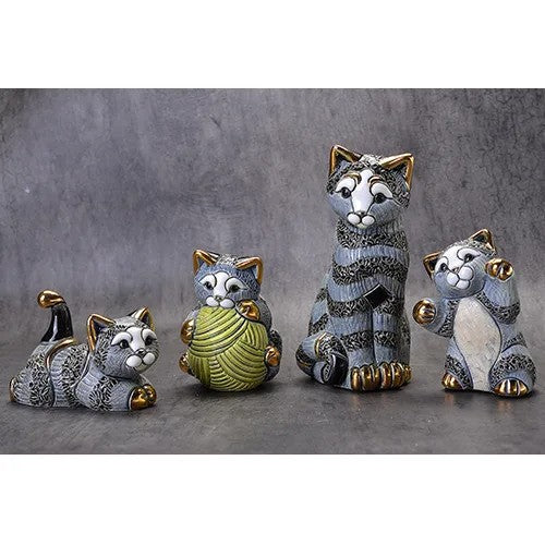 RINCONADA DE ROSA FIGURINE CAT STRIPED KITTEN WITH BALL OF YARN 9CM