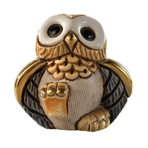 RINCONADA DE ROSA MINI FIGURINE OWL BEIGE WINGS SPREAD 5CM