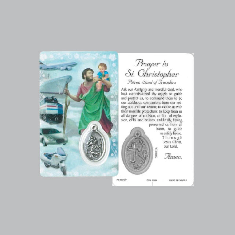 LAMINATED CARD WITH SAINT CHRISTOPHER CHARM