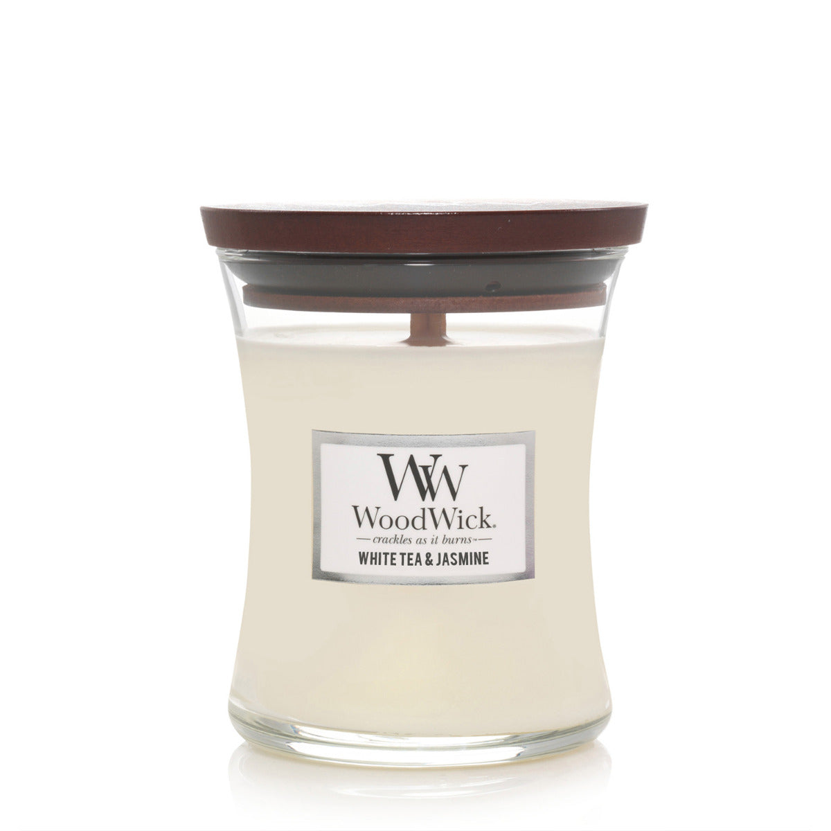 WOODWICK CANDLE MEDIUM WHITE TEA & JASMINE