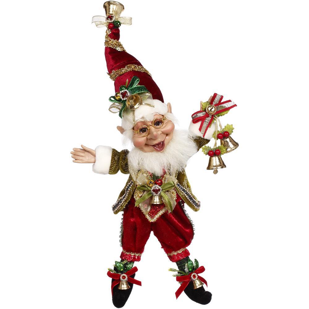 MARK ROBERTS CHRISTMAS ELF BELL RINGER RED, GREEN & GOLD SMALL