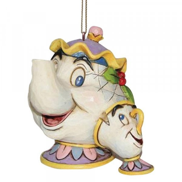 DISNEY TRADITIONS BY JIM SHORE HANGING ORNAMENT CHRISTMAS MRS POTTS & CHIP 7CM